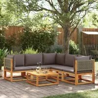 Set Divano da Giardino 6 pz con Cuscini in Massello di Acacia 3278897