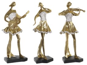 Statua Decorativa DKD Home Decor Musica Ballerina Dorato Resina (20 x 12 x 41,5 cm) (3 Unità)