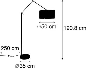 Lampada da terra moderna nera con paralume dorato 50 cm - Editor