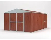 Box giardino attrezzi garage in lamiera di Acciaio Zincata 360x430m x h2.10m - 185KG - 15,48mq - LEGNO