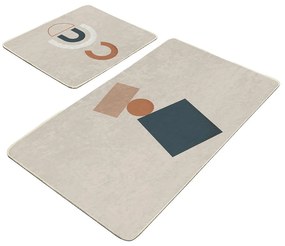 Set di tappetini per il bagno in velluto beige 2 pz 60x100 cm Geometry Shapes – Mila Home