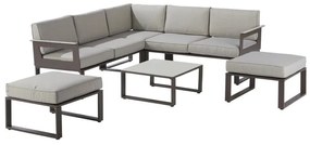 Salotto da giardino angolare Odyssea NATERIAL in alluminio marrone con cuscini in poliestere moka per 6 persone