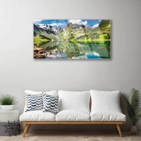 Quadro acrilico Paesaggio del lago di montagna 100x50 cm
