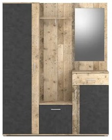 Mobile per ingresso con specchio NOLAN, marrone/grafite