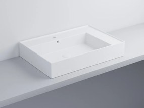 Cielo Enjoy Lavabo 70x48 Sospeso O Da Appoggio Rettangolare Con Troppopieno Bianco lucido