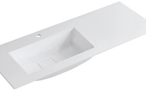 Lavabo integrale a sinistra rettangolare L 120.5 x H 15 x P 46 cm in resina bianco