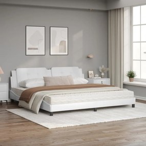 Letto con materasso bianco 200x200cm in similpelle