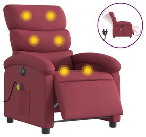 Poltrona massaggiante reclinabile elettrica rosso vino tessuto