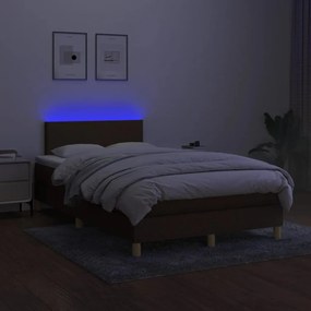 Letto a molle materasso e led marronescuro 120x190cm in tessuto