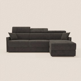 Miryam divano letto angolare compatto - poggiatesta reclinabili e penisola contenitore in tessuto smacchiabile T31