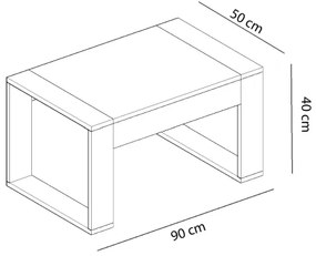 Tavolino RETRO 40x90 cm bianco/marrone