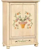 Armadio 2 porte shabby avorio pennellato e decori 120x58x203