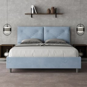 Letto contenitore da 160x190 in microfibra azzurro Appia