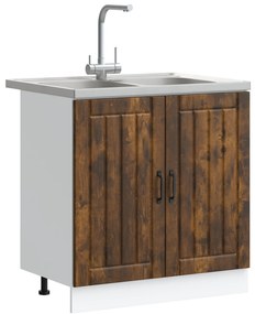 Armadio da cucina  &quot;&quot;lucca&quot;&quot; con doppio lavello in rovere affumicato in legno ingegnerizzato