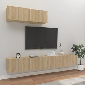 Set Di Mobili Porta Tv 3 Pz Rovere Sonoma İn Legno Multistrato /