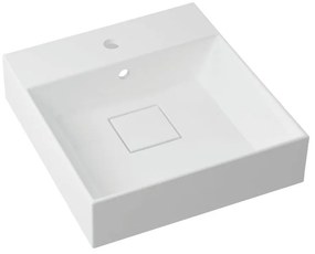 Lavabo a incasso rettangolare vasca centrale Neo L 46 x H 15 x P 49 cm in resina bianco lucido