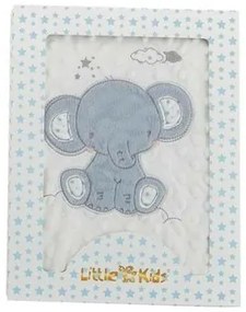 Coperta per Neonato Elefante Azzurro Ricamo Double-face 100 x 75 cm