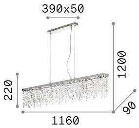 Sospensione Contemporanea Giada Metallo-Cristallo Trasparente 7 Luci G9 3W 3000K