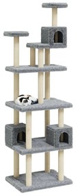 Albero per gatti con tiragraffi in sisal grigio chiaro 188 cm