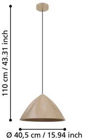 Eglo 900836 - Lampadario a sospensione con filo PODERE 1xE27/40W/230V color crema
