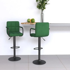 Sgabelli Da Bar 2 Pz Verde Scuro İn Velluto /