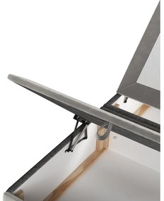 Letto matrimoniale imbottito grigio chiaro con contenitore 200x200 cm Tate - Maison de Rêve