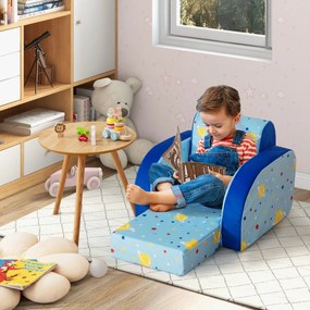 Costway Divano convertibile 3 in 1 per bambini con seduta imbottita in schiuma tessuto in velluto, Letto divano apribile Blu