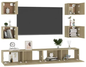 Set porta tv 6 pz rovere sonoma in truciolato