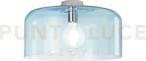 Plafoniera gibus turchese 1 luce attacco e27 40x40x23cm in vetro so...