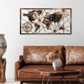 Decorazione da muro 120x60 cm world mappa metallo