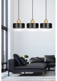 Lampadario a Sospensione in Acciaio e Legno TORIN 3 Nero 3xE27 Colore del corpo Nero