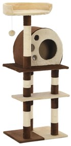 Albero per gatti con tiragraffi in sisal 127 cm beige e marrone