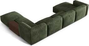 Divano angolare componibile verde (con penisola a destra/a U) con rivestimento in velluto Martina – Micadoni