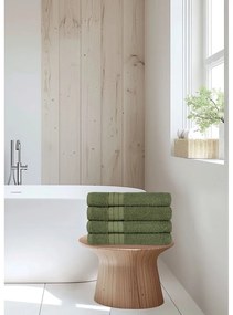 Set di 4 asciugamani in spugna di cotone verde scuro 50x100 cm - Good Morning