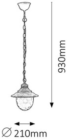 Rabalux 8678 - Lampadario da esterno BARCELONA 1xE27/60W/230V