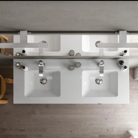 Mobile sottolavabo e lavabo Quadra bianco-mirto in mdf L 120 x H 57 x P 46 cm 4 cassetti