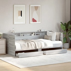 Divano letto con cassetti grigio sonoma 90x200 cm multistrato