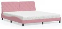 Letto con Materasso Rosa 180x200 cm in Velluto 3208675