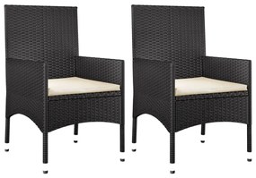 Set Divani da Giardino 4 pz con Cuscini Nero in Polyrattan