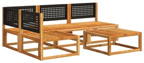 Set divano da giardino 5 pz con cuscini legno massello acacia