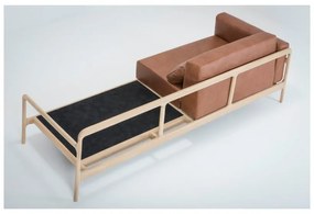 Divano in pelle di bufalo marrone cognac con struttura in rovere massiccio , 240 cm Fawn - Gazzda