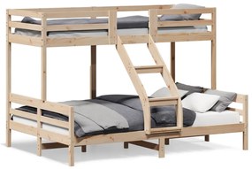 Letto A Castello 80x200/140x200 Cm İn Legno Massello Di Pino /