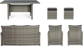 Set di mobili da giardino grigio in rattan artificiale per 6 persone Ariel – Bizzotto