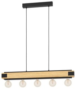 Lampadario Industriale Layham nero 5x E27 Ø96cm EGLO