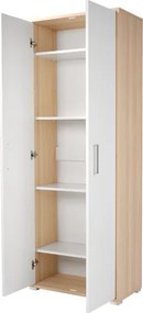 Scarpiera 2 ante grande in legno con ripiani 70x189h cm Rovere anta bianco frassino
