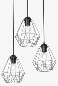 Lampadario su corda   BERGEN 3xE27/60W/230V nero/cromato lucido