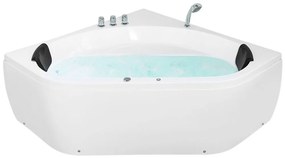 Vasca da bagno idromassaggio angolare bianca 140 x 140 cm MEVES Beliani