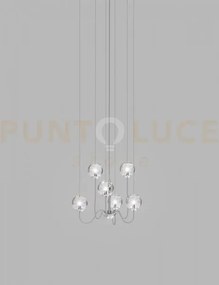 Puppet sospensione 6p cristallo trasparente cromo lucido 6 luci att...