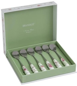 Set di 6 cucchiai con manico in ceramica Nonna Rosa - Brandani