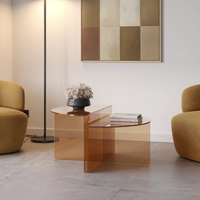 Set di tavolini da salotto rotondi marroni in vetro 2 pz ø 80 cm Velta – MOME